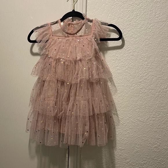 Other - Toddler Pink Ruffled Tulle Dress with Glitter Accents